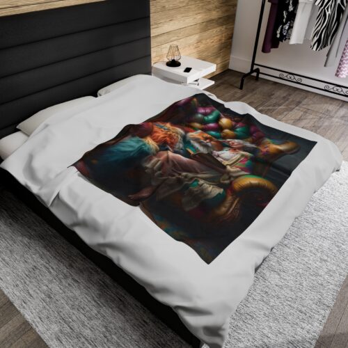 Cozy Cat Reads Plush Blanket - Mabel and Fiona Reading on a Chair - Velveteen Plush Blanket - Ideal for Cat Lovers and Book Lovers - Image 3
